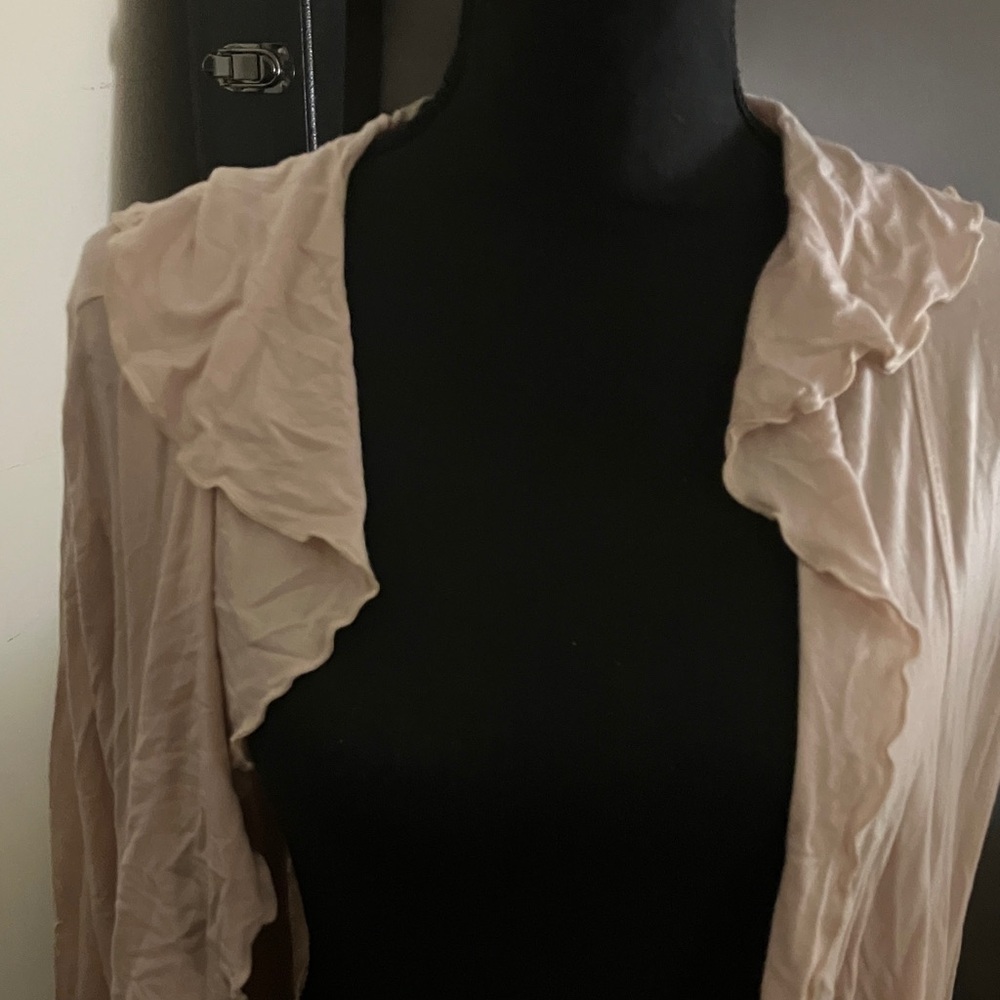 Women's Cream Ruffled Cardigan - Picture 4 of 4